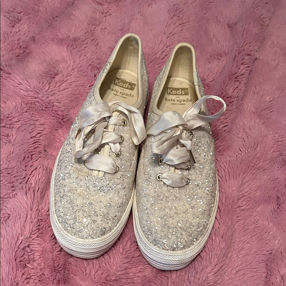 Keds Women's Sparkle Sneakers - Silver Glitter Keds Kate Spade Size 8